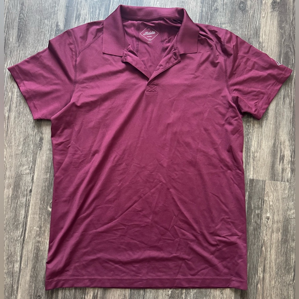 Bonobos Maide Men’s Maroon Performance Polo Shirt | Size L | Stretch Athletic